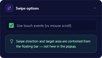 Swipe Options